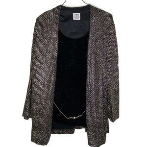 Vintage Women XL R&M Richards Karen Kwong Metallic Jacket Velvet Glitter Texture